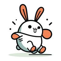 Easter bunny running. Cute cartoon character. Vector illustration.