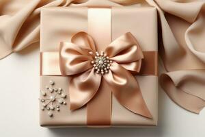 gift box with satin ribbon AI Generated photo