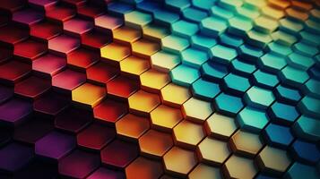 3D Illustration. Multi color gradient geometric hexagonal abstract background. Ai Generated photo