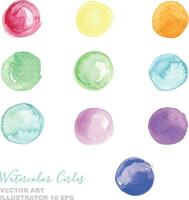 Watercolored pastel colored circles, isolated, vector. vector