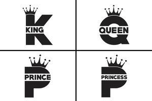 Royal Love Matching King and Queen, Prince, Princess shirts for Couples,Elevate your love with King and Queen Crown matching tees,romance King and Queen shirt. vector