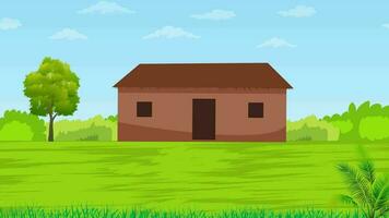 desenho animado casa em a verde campo video