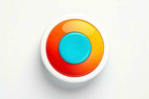 Abstract high tech multicolor button on white background, Generative AI photo