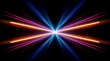 Abstract multicolor neon glowing line, Technology background, Generative AI photo