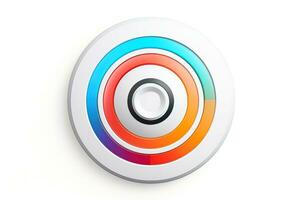 Abstract high tech multicolor button on white background, Generative AI photo