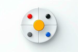 Abstract high tech multicolor button on white background, Generative AI photo