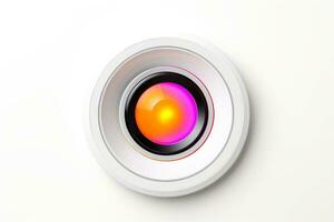 Abstract high tech multicolor button on white background, Generative AI photo