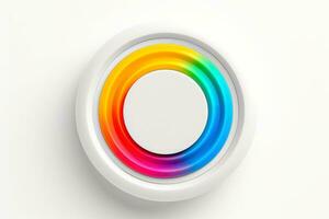 Abstract high tech multicolor button on white background, Generative AI photo