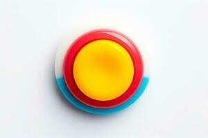 Abstract high tech multicolor button on white background, Generative AI photo