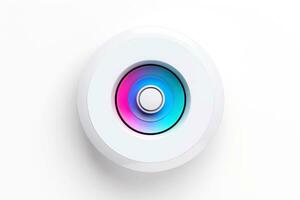 Abstract high tech multicolor button on white background, Generative AI photo