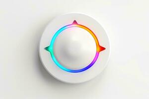 Abstract high tech multicolor button on white background, Generative AI photo