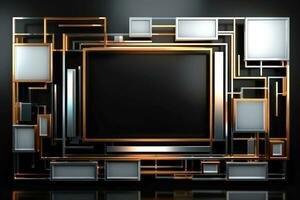 Abstract high tech black border, futuristic technology background, Generative AI photo