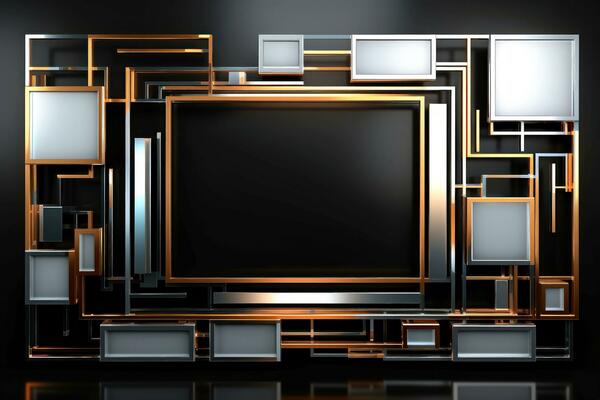 Abstract high tech black border, futuristic technology background, Generative AI