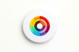 Abstract high tech multicolor button on white background, Generative AI photo