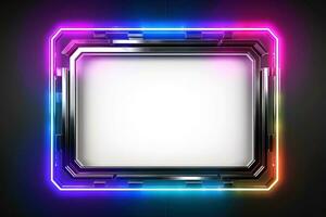 Abstract high tech white border, futuristic technology background, Generative AI photo