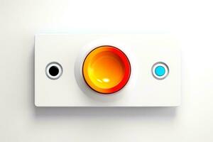 Abstract high tech multicolor button on white background, Generative AI photo