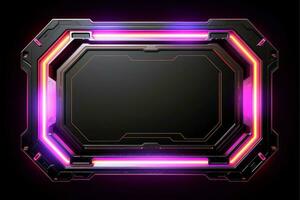 Abstract high tech black border, futuristic technology background, Generative AI photo