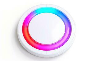 Abstract high tech multicolor button on white background, Generative AI photo