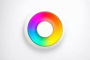 Abstract high tech multicolor button on white background, Generative AI photo