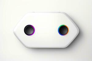 Abstract high tech multicolor button on white background, Generative AI photo