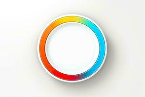 Abstract high tech multicolor button on white background, Generative AI photo