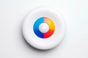 Abstract high tech multicolor button on white background, Generative AI photo