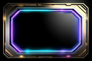 Abstract high tech black border, futuristic technology background, Generative AI photo