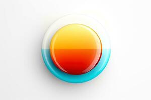 Abstract high tech multicolor button on white background, Generative AI photo