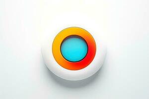 Abstract high tech multicolor button on white background, Generative AI photo