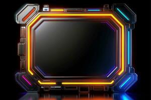 Abstract high tech black border, futuristic technology background, Generative AI photo