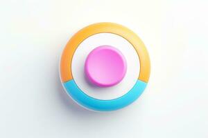 Abstract high tech multicolor button on white background, Generative AI photo