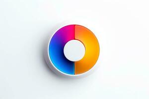 Abstract high tech multicolor button on white background, Generative AI photo