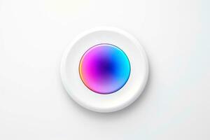 Abstract high tech multicolor button on white background, Generative AI photo