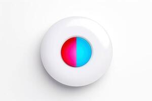 Abstract high tech multicolor button on white background, Generative AI photo