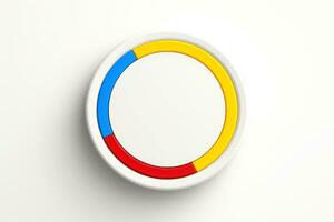 Abstract high tech multicolor button on white background, Generative AI photo