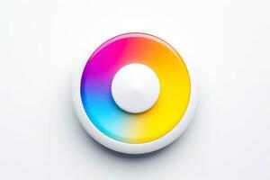 Abstract high tech multicolor button on white background, Generative AI photo