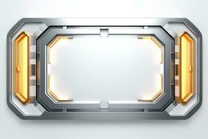 Abstract high tech white border, futuristic technology background, Generative AI photo