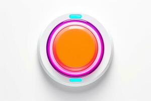 Abstract high tech multicolor button on white background, Generative AI photo