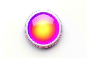 Abstract high tech multicolor button on white background, Generative AI photo