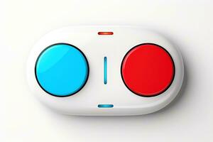 Abstract high tech multicolor button on white background, Generative AI photo