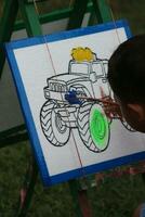 Magelang,Indonesia.11 06 2023.a little kid drawing car on a white paper. Magelang ,03 2023. photo