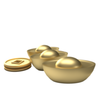 The gold Chinese money png image 3d rendering