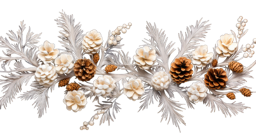 Fir branch, with branches of berries and snow isolated. snowing fir tree branch, isolated on transparent background, AI generated png