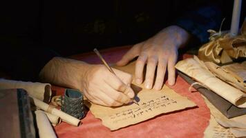 English letter writing in ancient historical place. video
