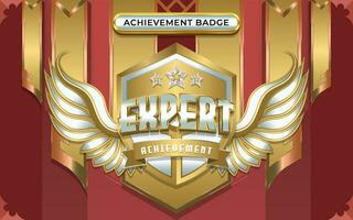 3D Expert Winged Achievement Badge vector