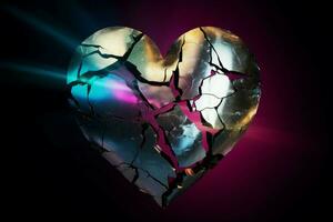 Torn metal heart rusted. Generate Ai photo