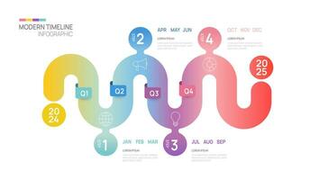 Business step timeline infographic arrow template. Modern milestone element timeline diagram calendar and 4 quarter topics, vector infographics.