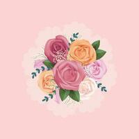 Bouquet of roses on pink background vector