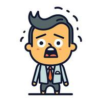 Angry businessman cartoon character. Vector illustration in thin line style.