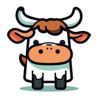 Cute cartoon cow. Isolated on white background. Vector illustration.